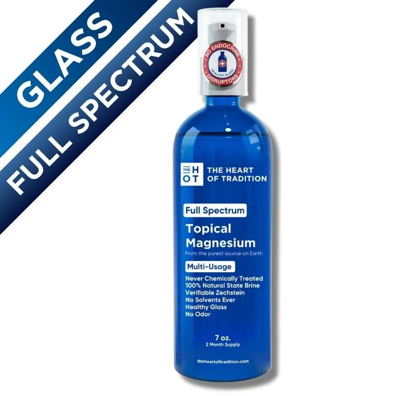 Full Spectrum Transdermal Magnesium Oil Spray in Healthy Glass - Magnesium Spray made with Zechstein Inside® in the Netherlands (7 fl oz).